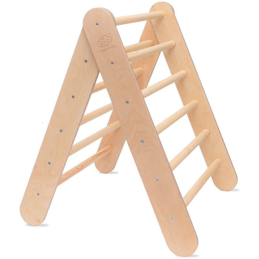 Montessori Wooden Climbing Triangle Ladder - Natural Wood standing