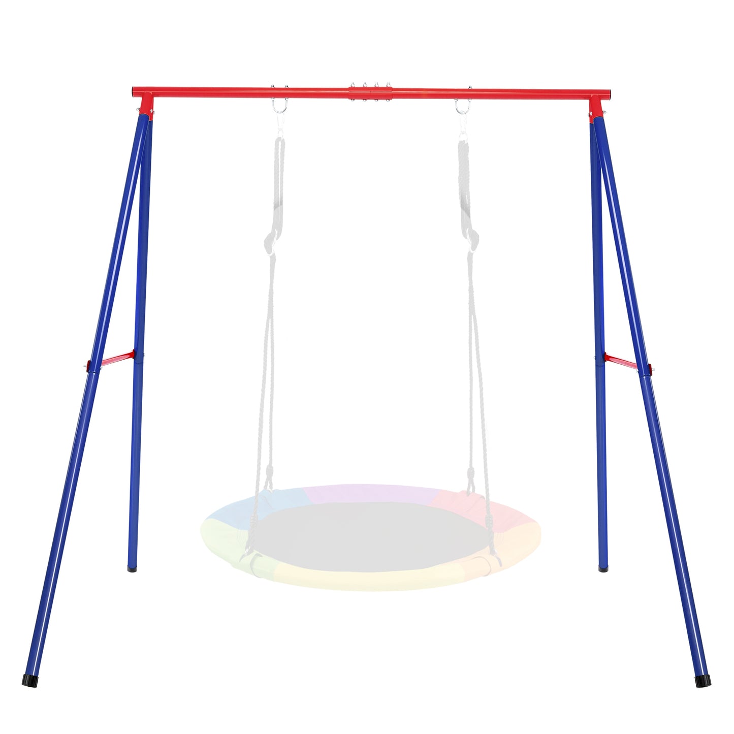 Metal Swing Frame with Ground Stakes and Carabiners-Blue &amp; Red