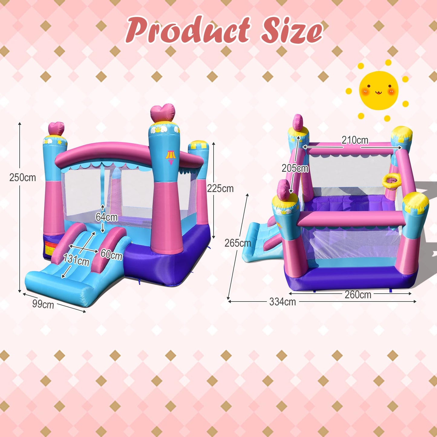 Princess Theme Bouncy Castle with Slide and Basketball Rim (without Blower)