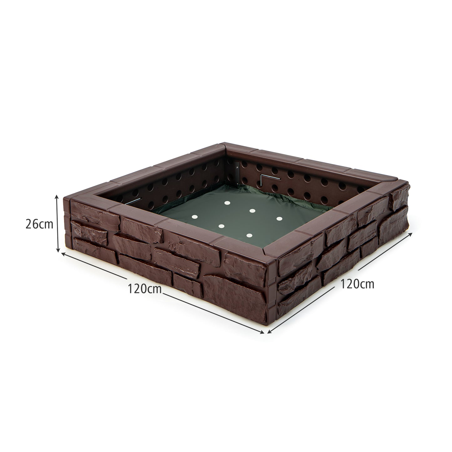 Sandbox with Cover and Bottom Liner for Backyard-Brown