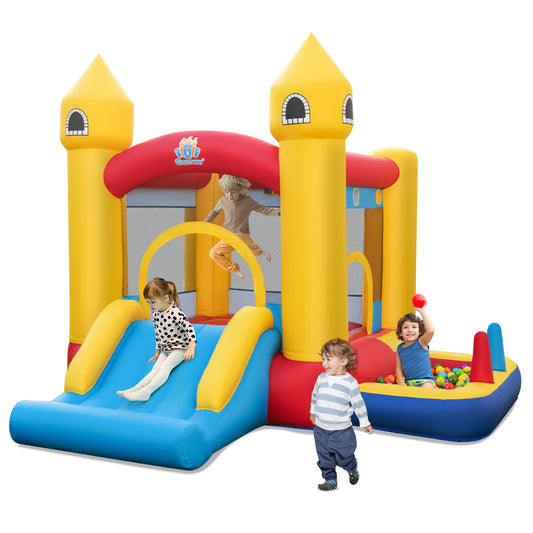 5-in-1 Bouncy Castle with Slide, Ball Pit & Basketball Hoop