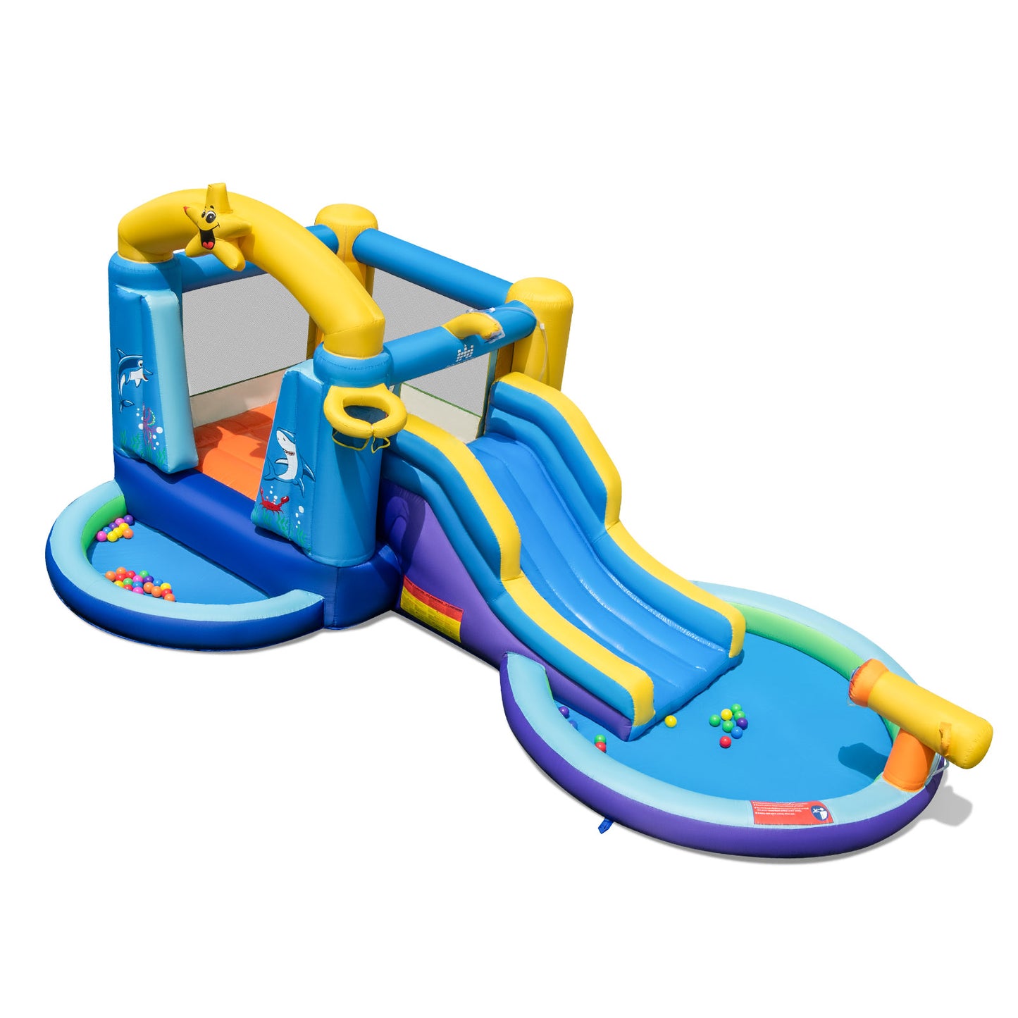 Inflatable Water Park with Slide, Water Gun and Splash Pool