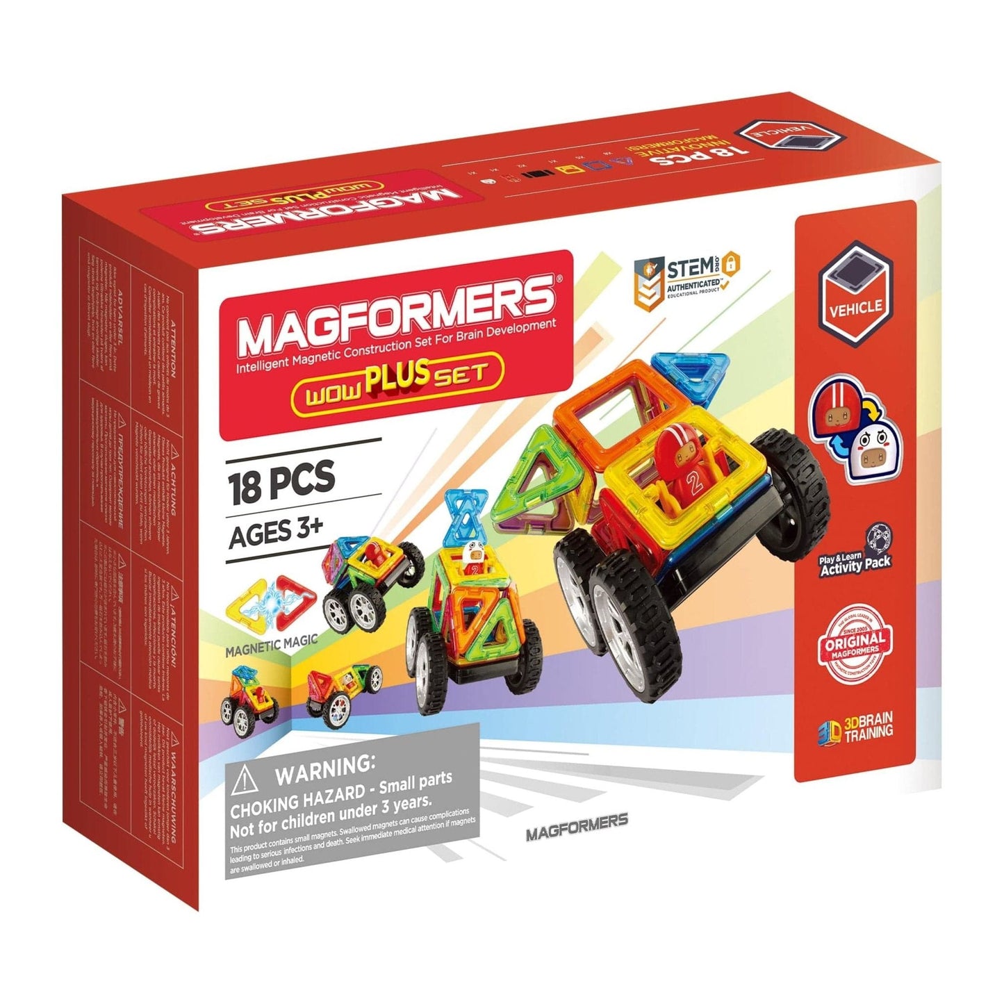 Magformers Construction Toy WOW Plus Cars & Puzzles Set  front of box