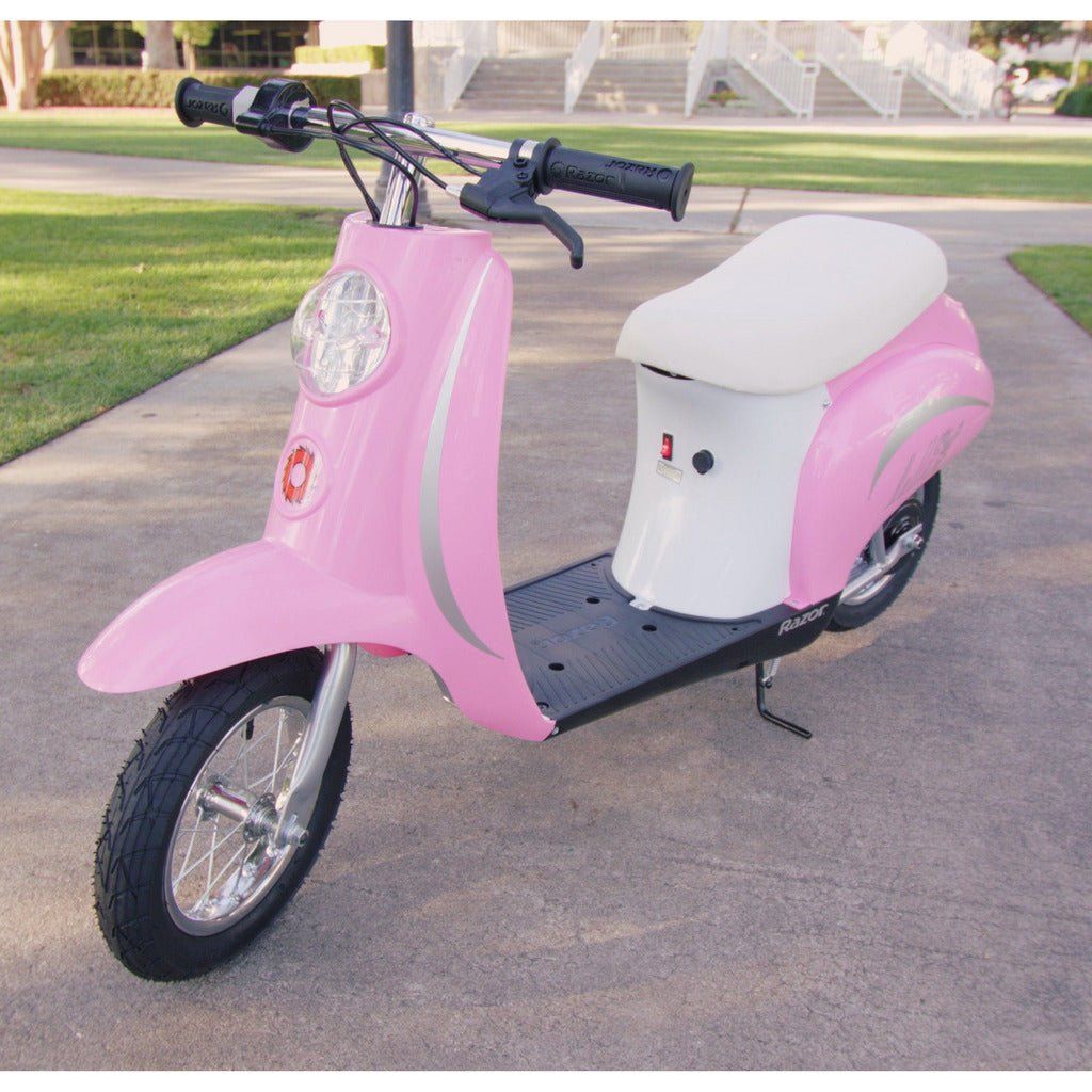 Razor Bella Pocket Mod 24Volt Scooter- Pink on pavement