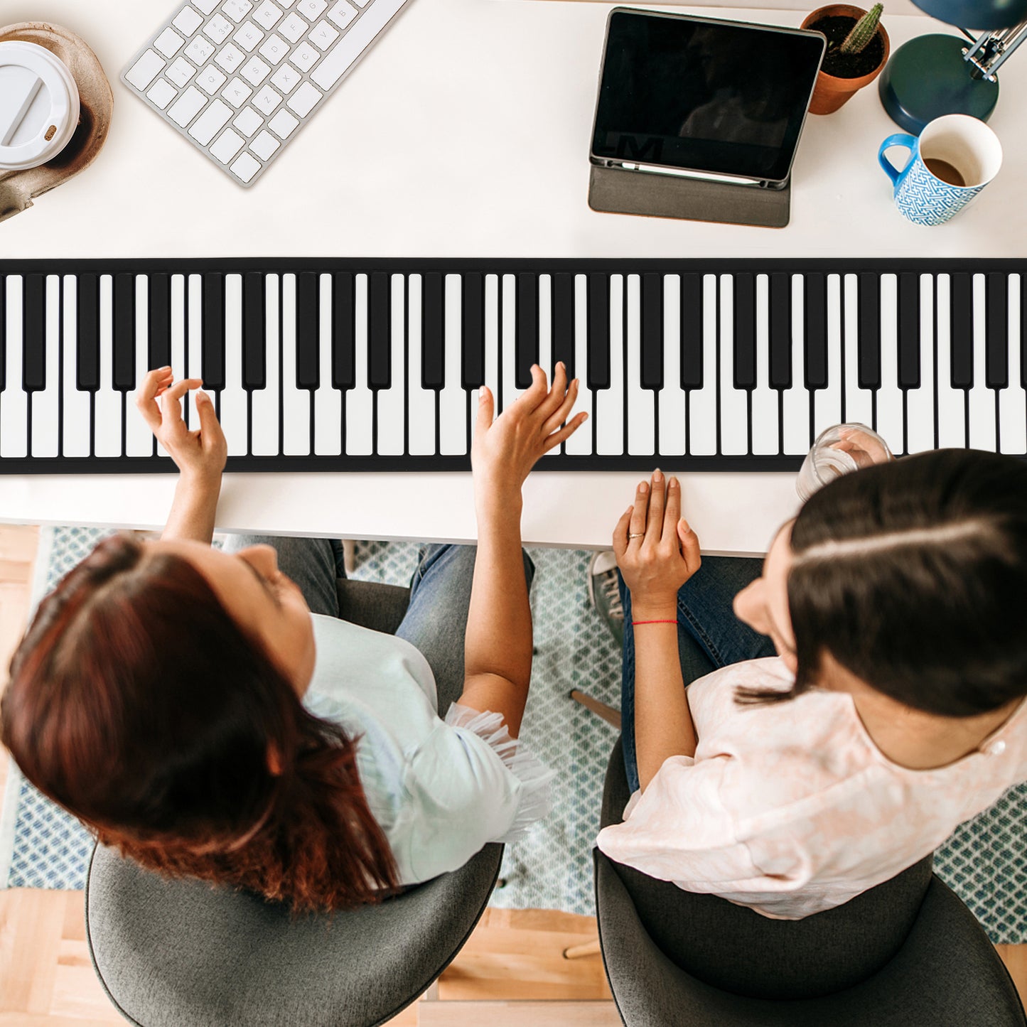 Portable 88-Key Roll Up Electronic Piano for Kids and Beginners-Black
