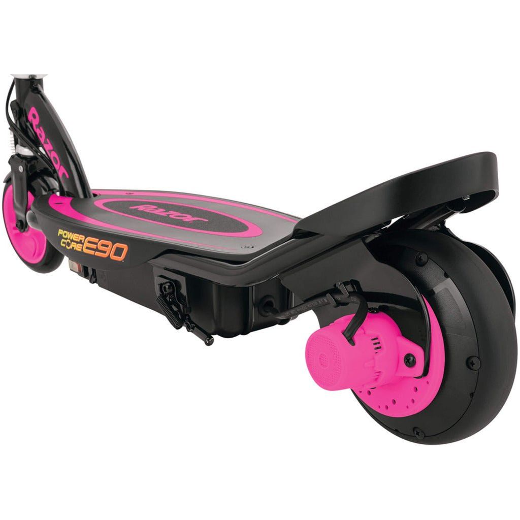 Razor Power Core E90 12 Volt Scooter - Pink rear wheel close up
