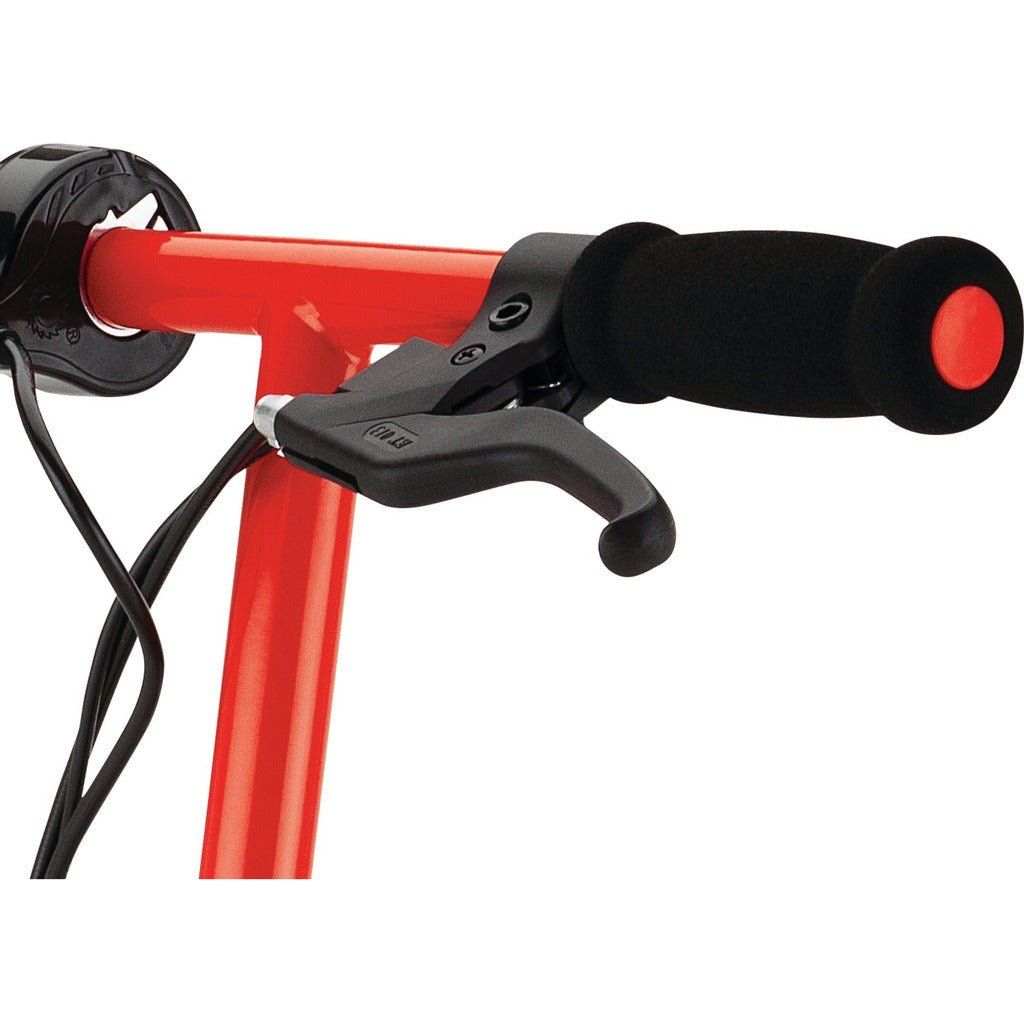 Razor Power Core E100s 24 Volt Scooter - Red handlebar and brake close up