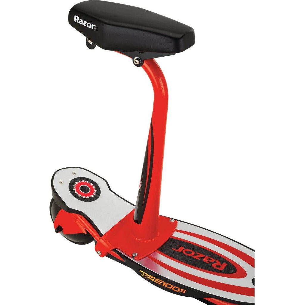 Razor Power Core E100s 24 Volt Scooter - Red seat close up