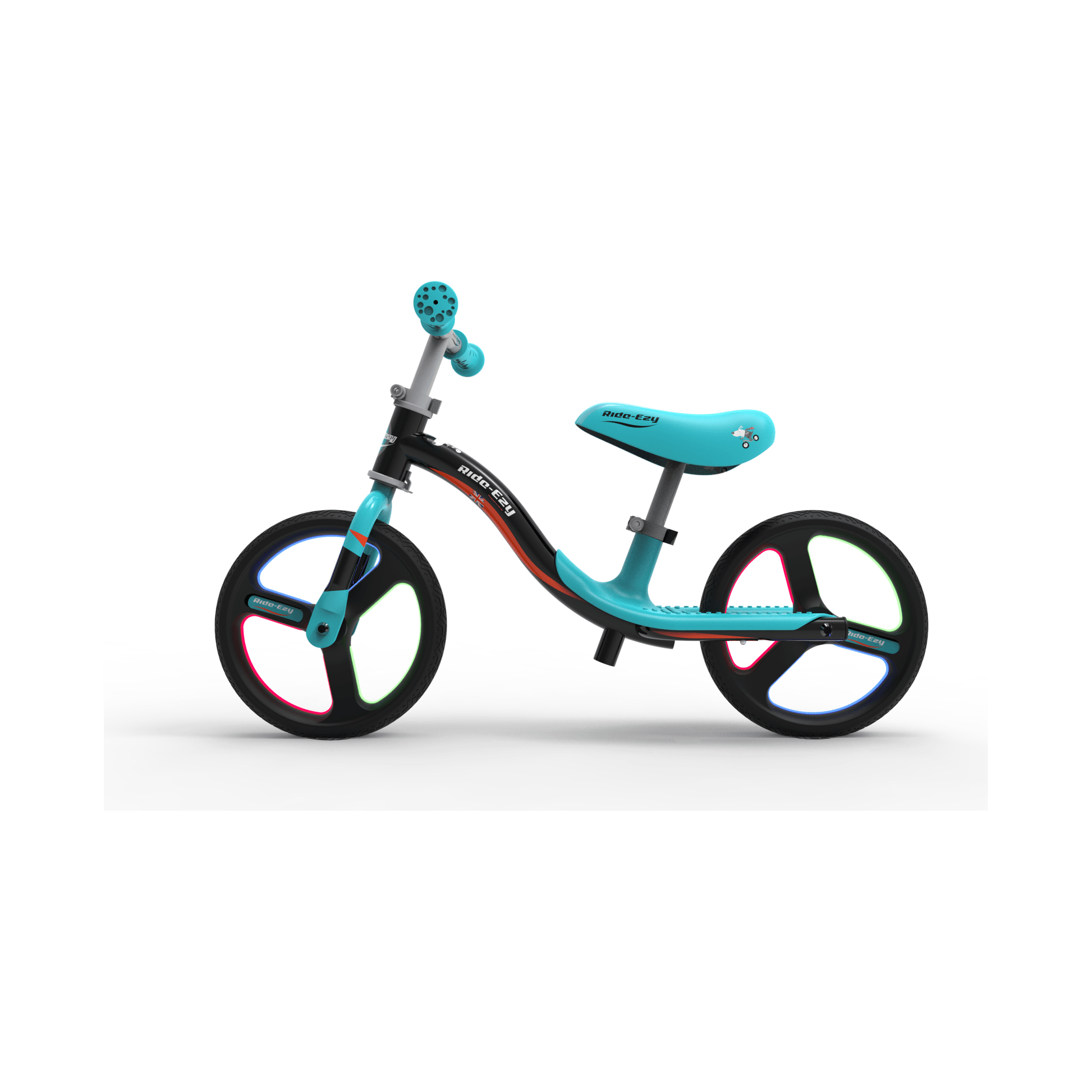 Ride-Ezy Go Glo Balance Bike - Black & Celeste Green side left