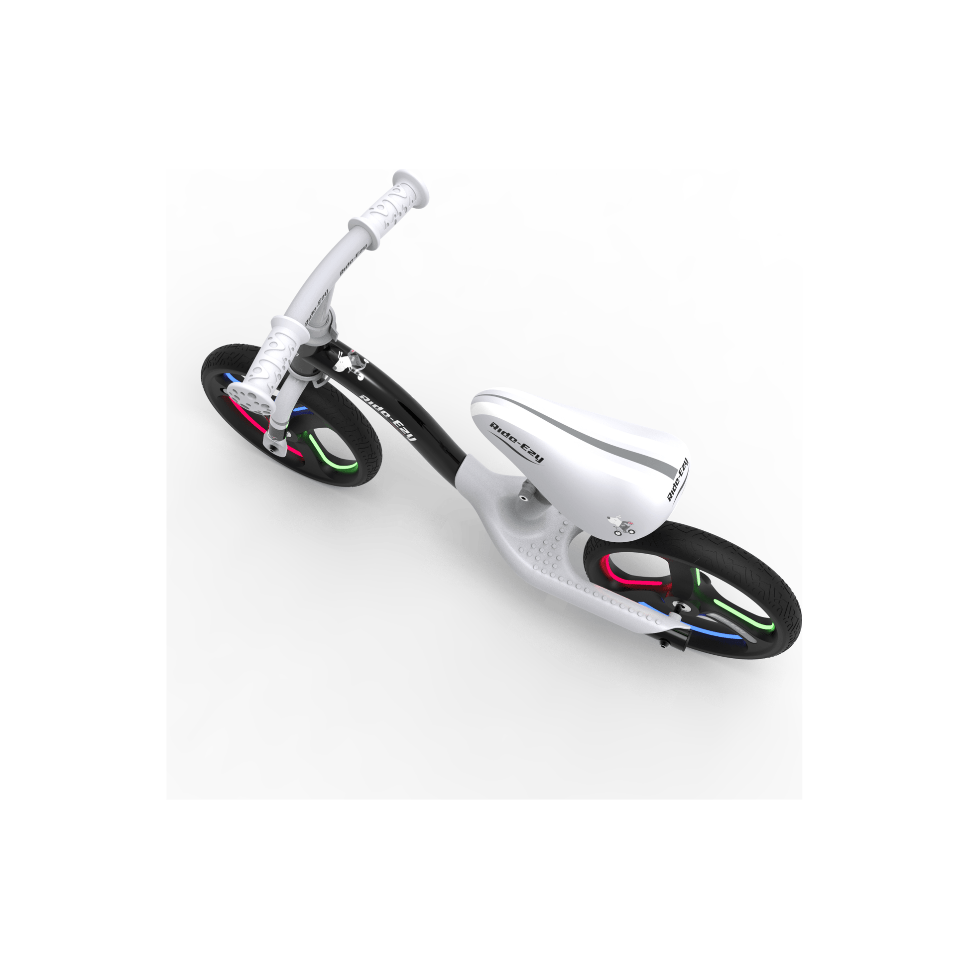 Ride-Ezy Go Glo Balance Bike - Black & Silver saddle