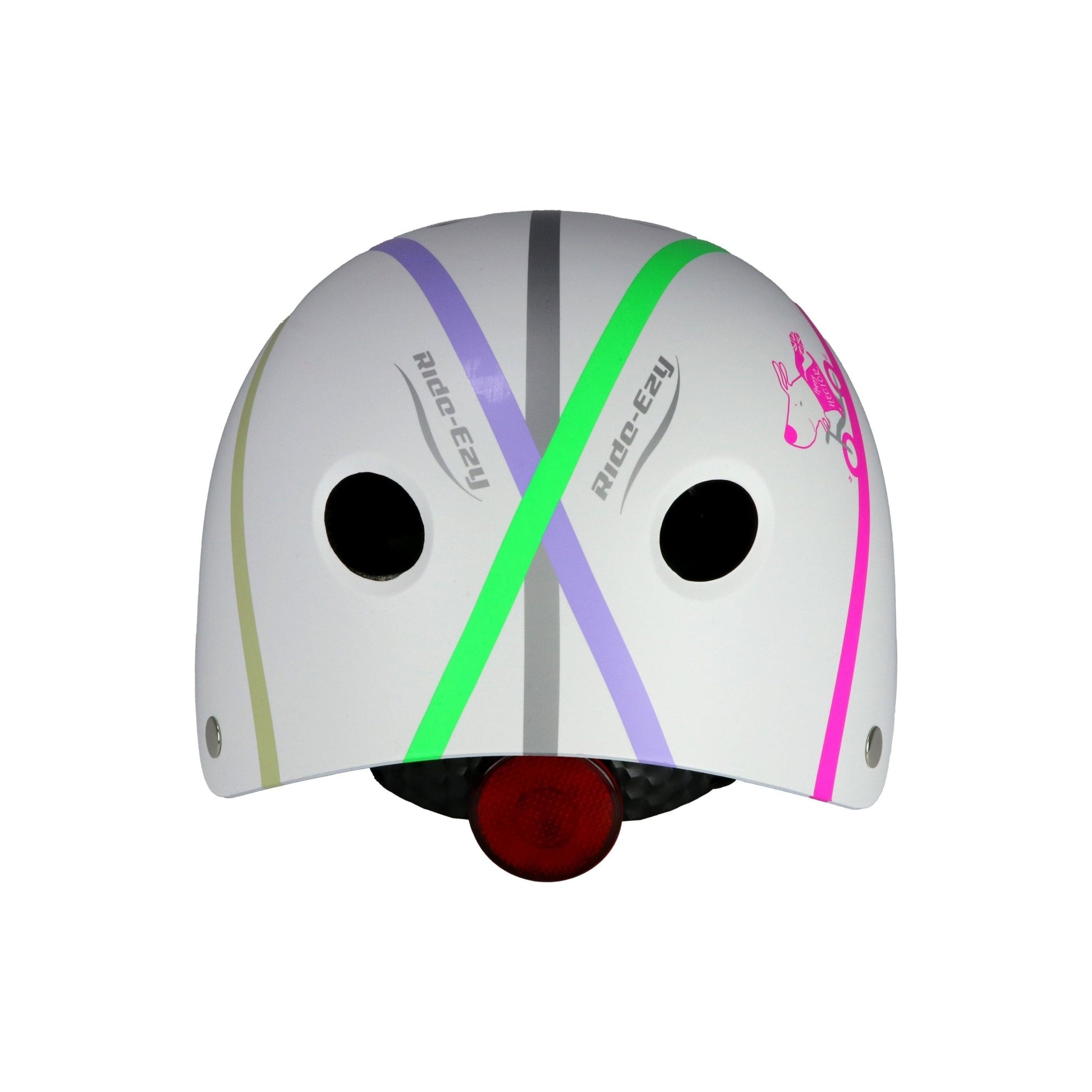 Ride-Ezy Hector 48-53cms Kids Helmet - White rear with safety light