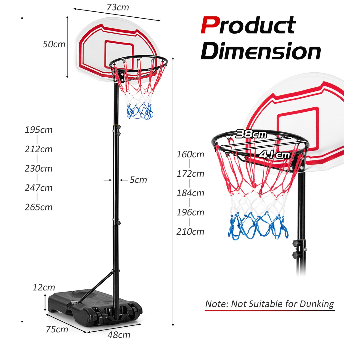 Indoor and Outdoor All Weather Portable Basketball Hoop Stand