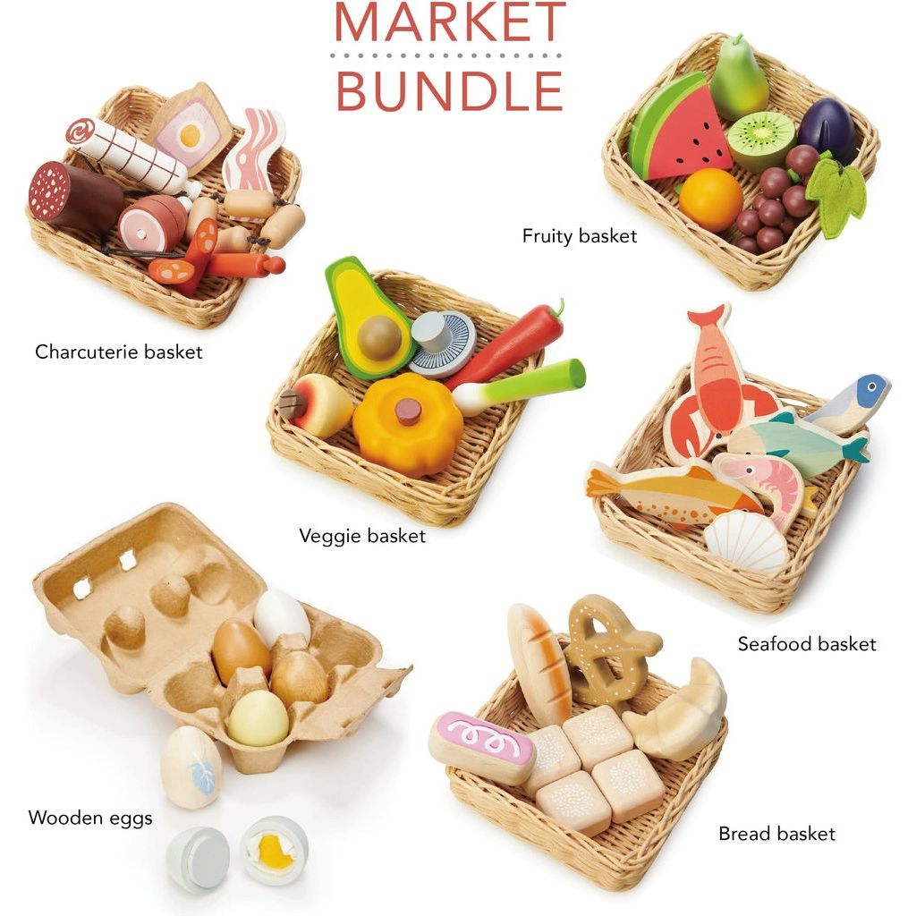 Tender Leaf Wooden Food Basket Bundle