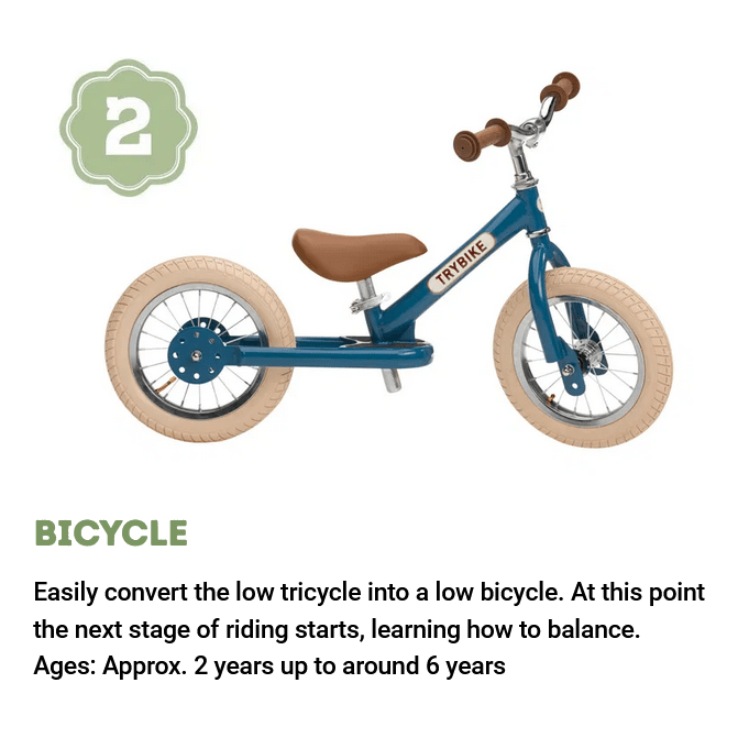 TryBike - Steel 2 in 1 Balance Trike Bike - Vintage Green stage 2