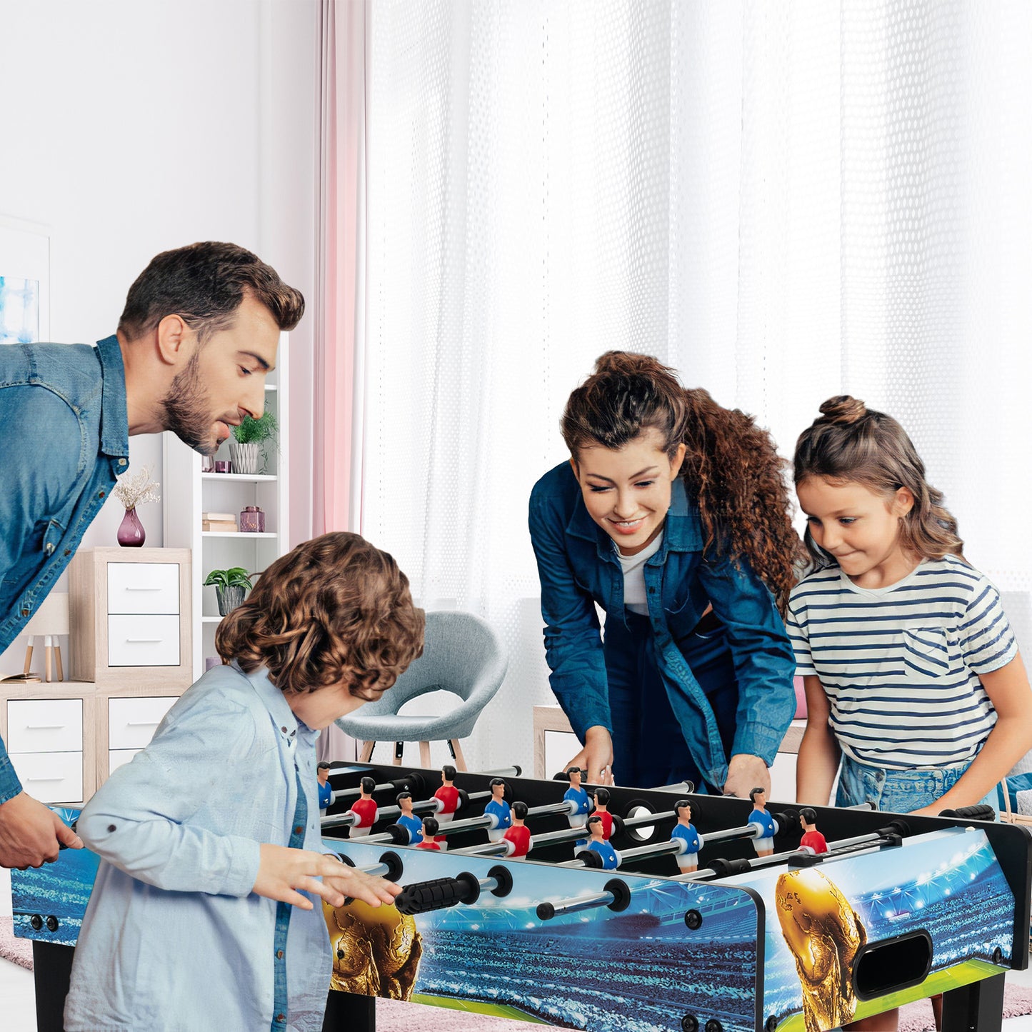 Freestanding Soccer Game Table with Removable Legs for Home Game Room Bar