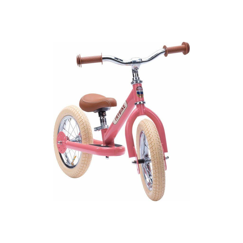 TryBike - Steel 2 in 1 Balance Trike Bike - Vintage Pink stage 2 front right
