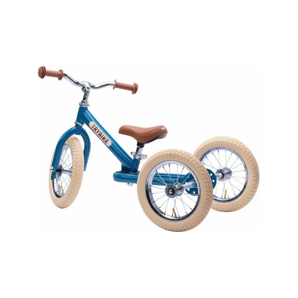 TryBike Bundle - Vintage Blue 2-in-1 Trike/Bike, Helmet and Basket stage 1 left side