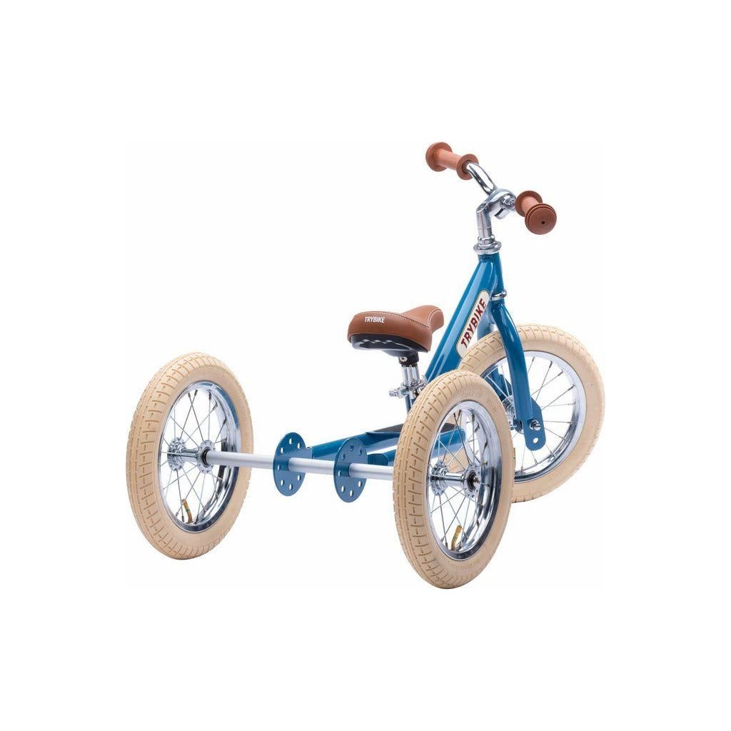 TryBike Bundle - Vintage Blue 2-in-1 Trike/Bike, Helmet and Basket stage 2 rear