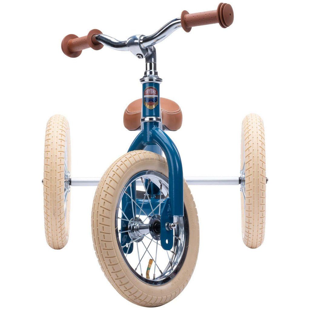 TryBike Bundle - Vintage Blue 2-in-1 Trike/Bike, Helmet and Basket stage 2 front