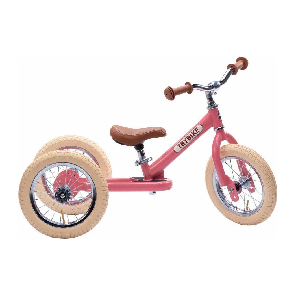 TryBike Bundle - Vintage Pink 2-in-1 Trike/Bike, Helmet and Basket stage 1 right side