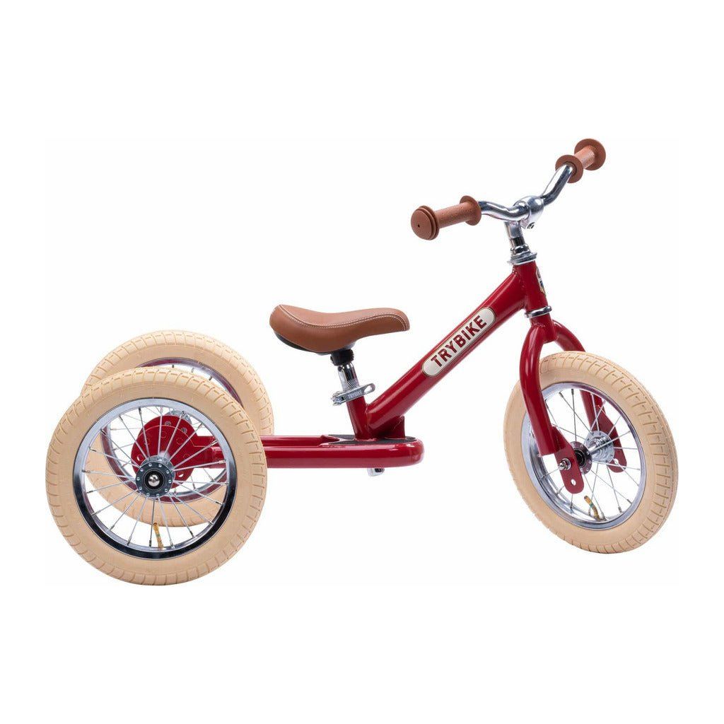 TryBike Bundle - Vintage Red 2-in-1 Trike/Bike, Helmet and Basket stage 1 right side