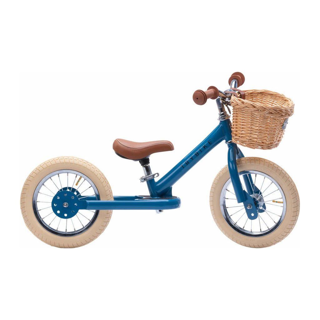 TryBike Bundle - Vintage Blue 2-in-1 Trike/Bike, Helmet and Basket side