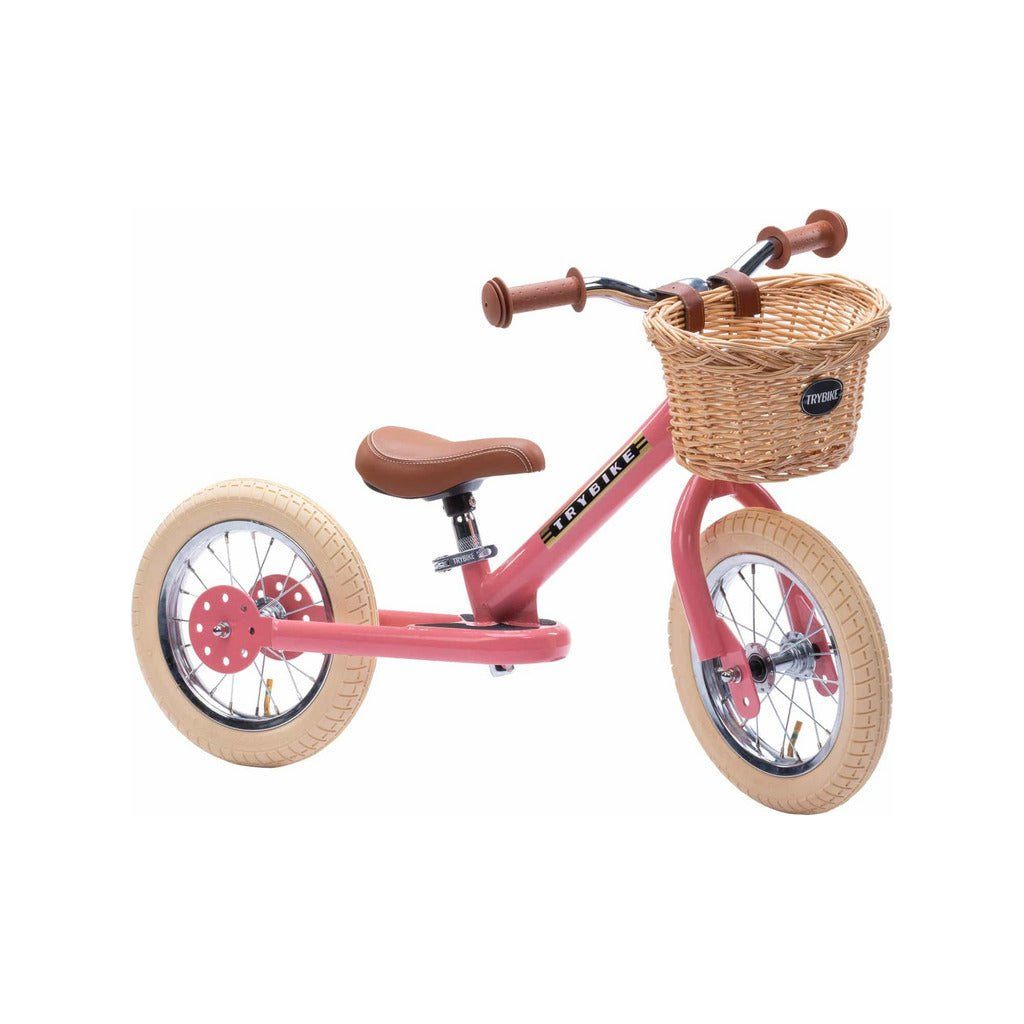 TryBike Bundle - Vintage Pink 2-in-1 Trike/Bike, Helmet and Basket stage 2 right side