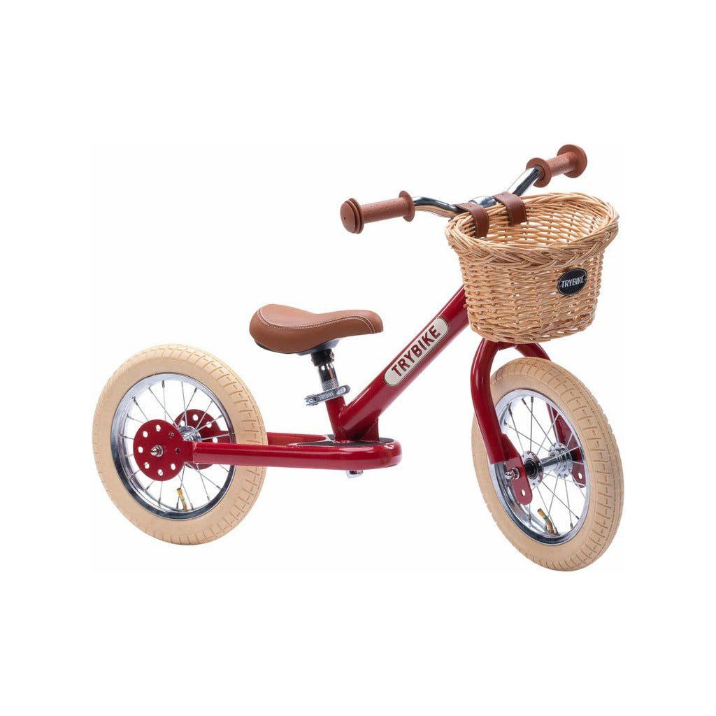 TryBike Bundle - Vintage Red 2-in-1 Trike/Bike, Helmet and Basket stage 2 right side