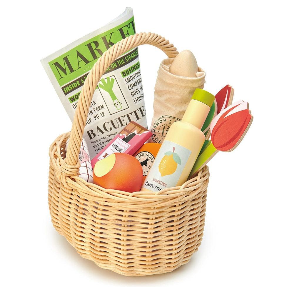 Tender Leaf Wicker Shopping Basket and Wooden Food - The Online Toy Shop1