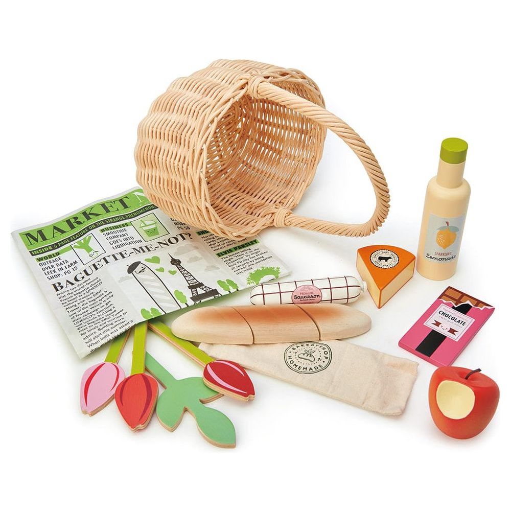 Tender Leaf Wicker Shopping Basket and Wooden Food - The Online Toy Shop3