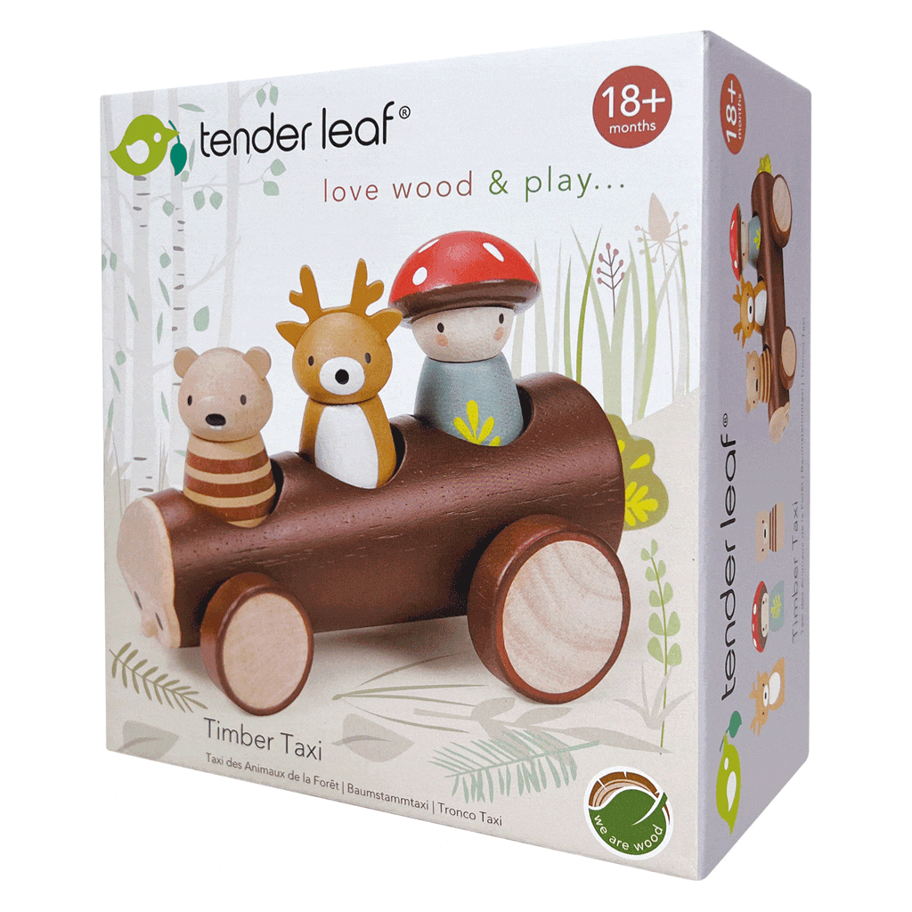 Tender Leaf Timber Taxi Wooden Toy box