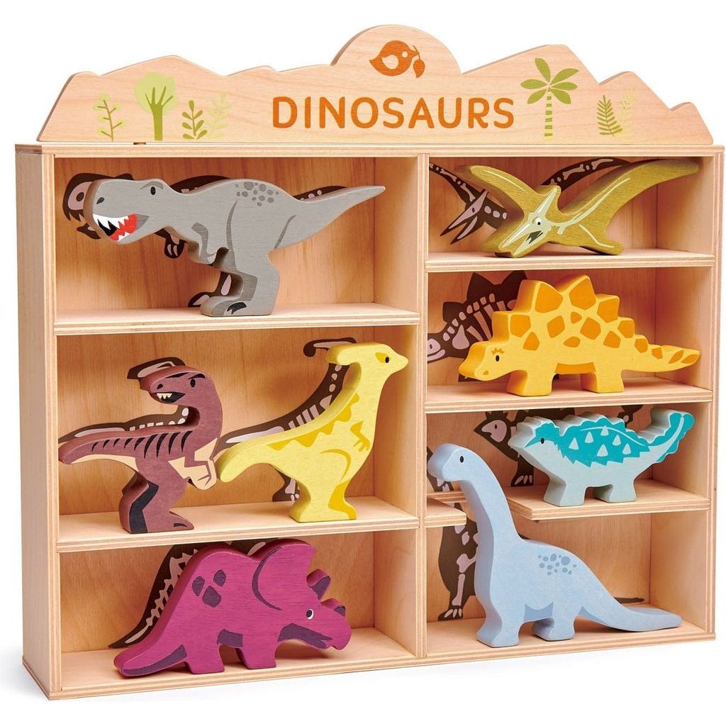 Tender Leaf 8 Wooden Dinosaurs Toys & Shelf