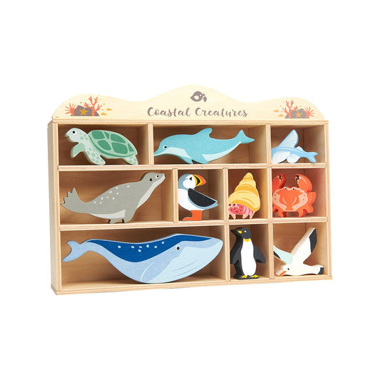 10 Sea Creature Animals & Shelf - The Online Toy Shop - Wooden Educational Toy - 1