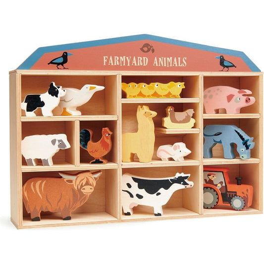 Tender Leaf 13 Wooden Farmyard Animals Toys & Shelf