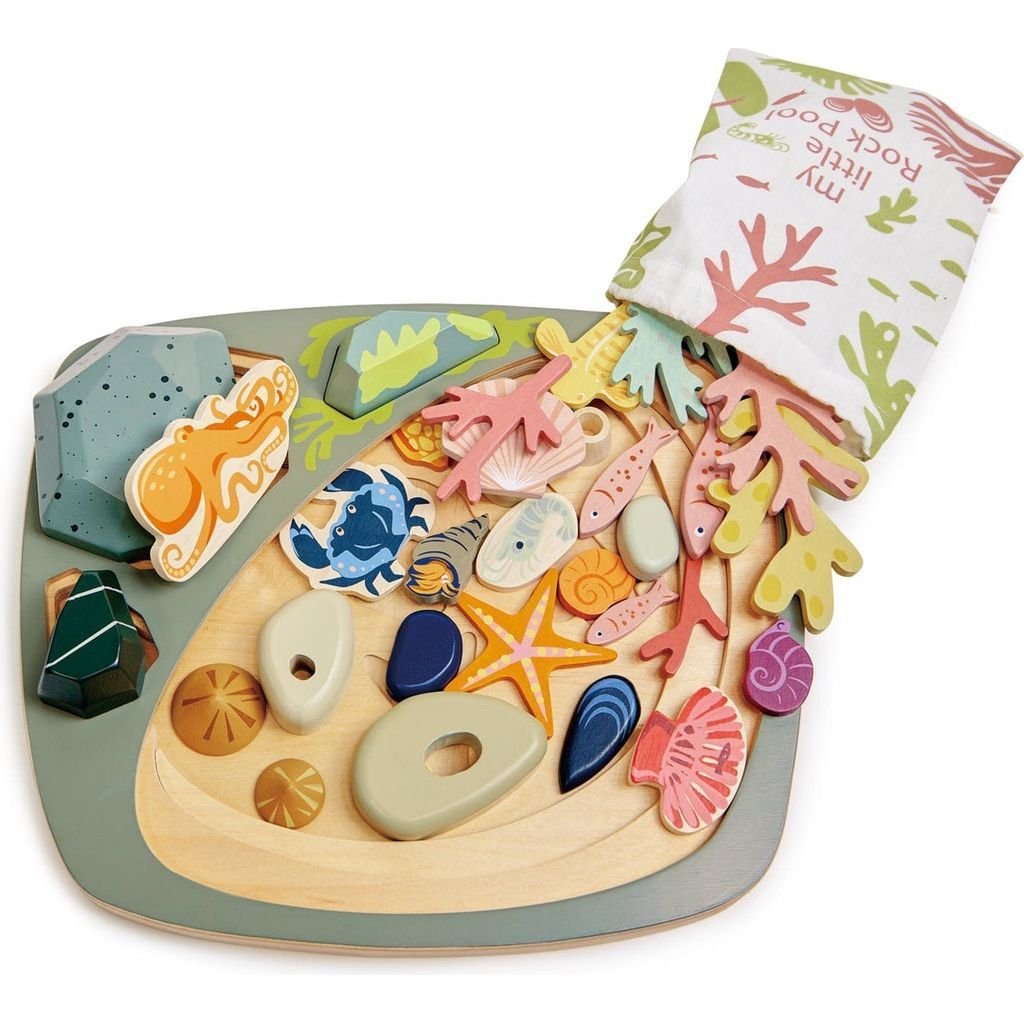 Tender Leaf Toys My Little Rock Pool Wooden Toy with bag of pieces