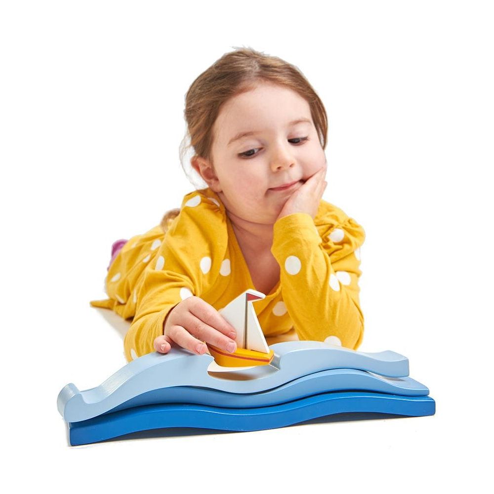 giel playing with water and boat from Tender Leaf Train Accessory 2 Piece Bundle