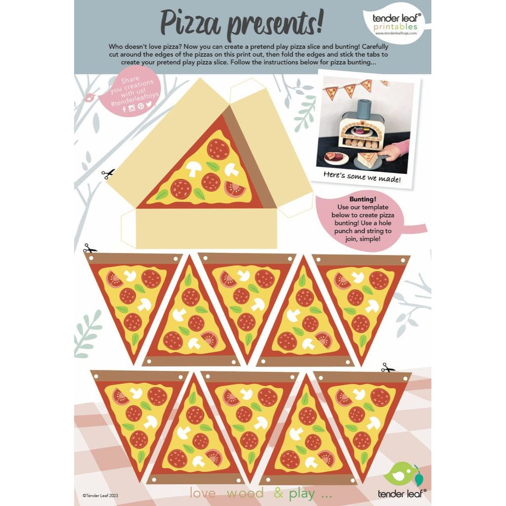 Tender Leaf Make Me a Pizza! Wooden Pizza Oven Toy activity sheet
