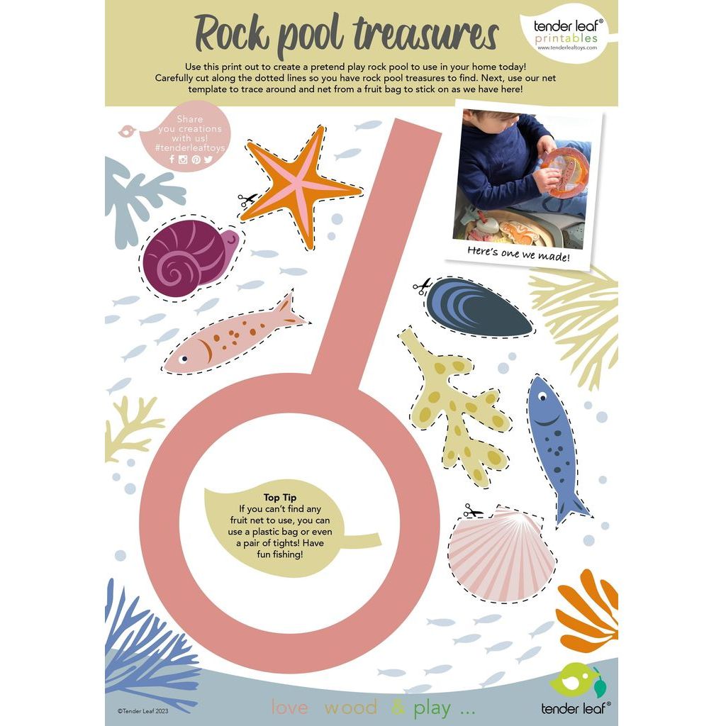 Tender Leaf Toys My Little Rock Pool Wooden Toy activity sheet