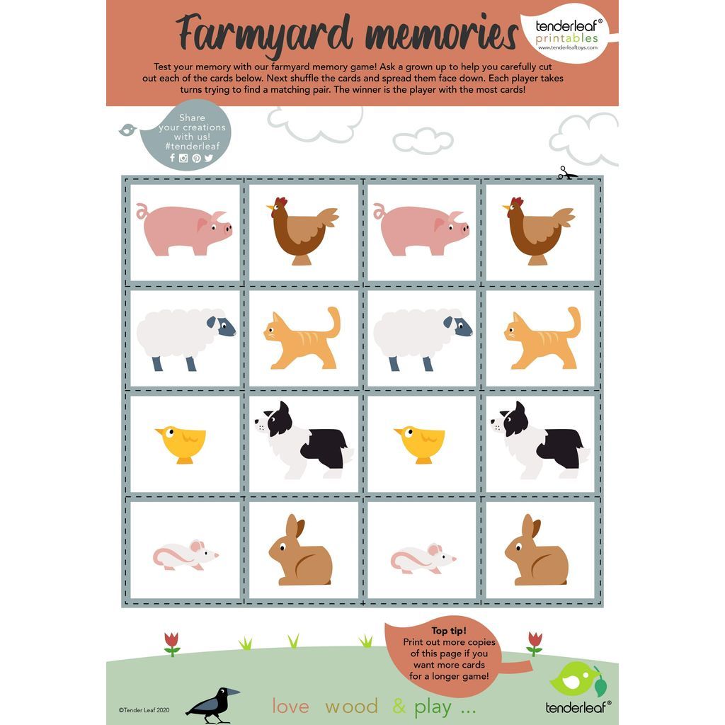Tender Leaf 13 Wooden Farmyard Animals Toys & Shelf activity sheet