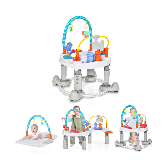 4-In-1 Baby Activity Center with Walker for Kids Aged 0-2 Years-Grey - The Online Toy Shop - Costway - 1