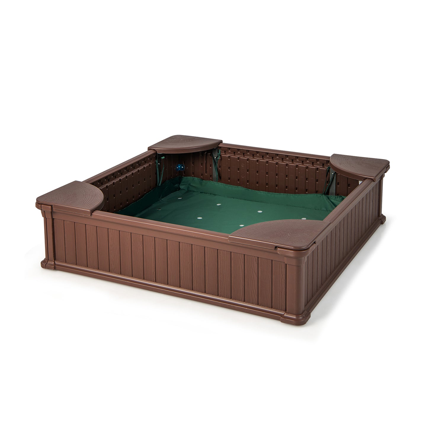 Kids Sandbox with Cover 4 Corner Seats-Brown