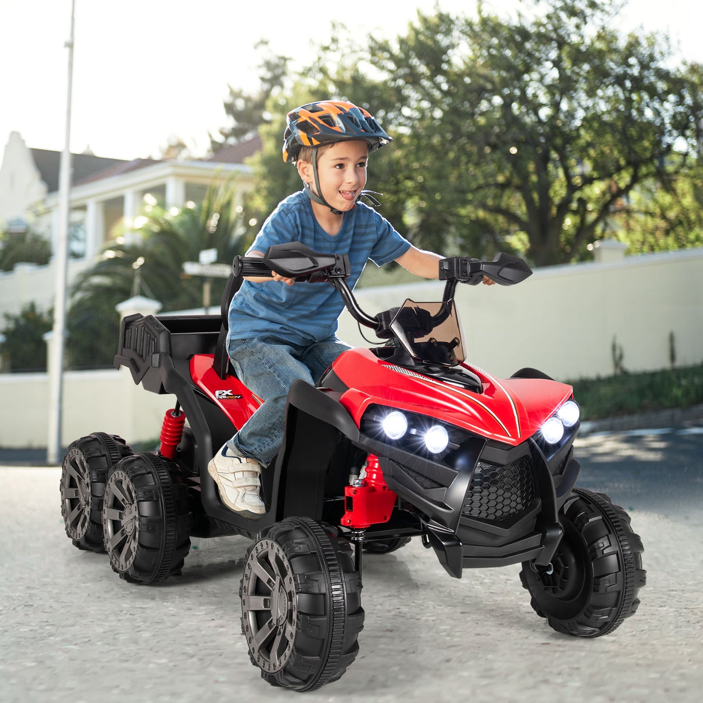 6 Wheels Kids Electric ATV with 4 Motors-Red