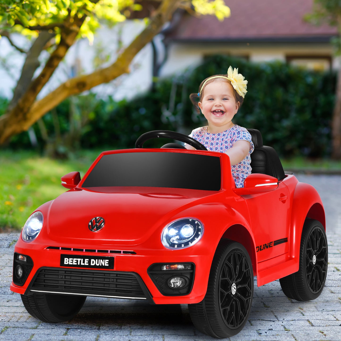 12V Volkswagen Beetle Electric Kids Ride On Car with Remote Control-Red