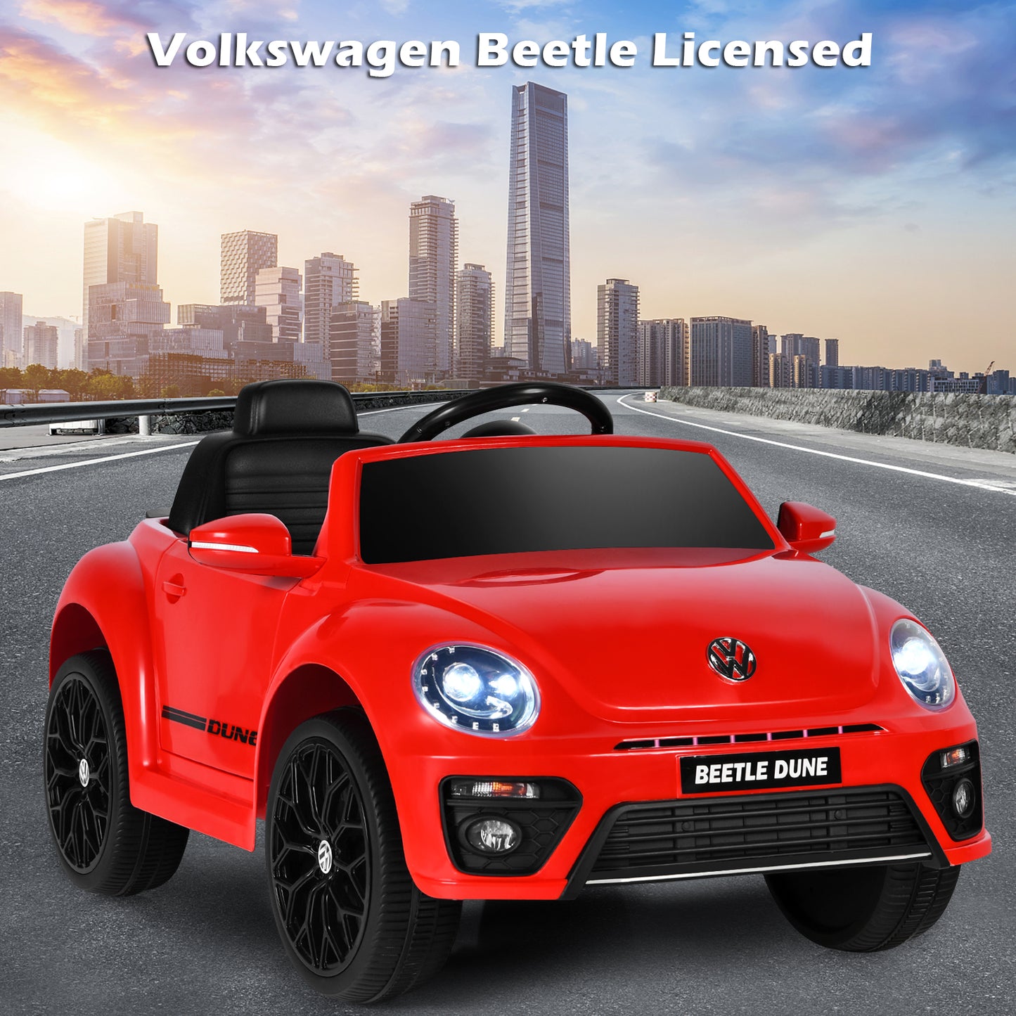 12V Volkswagen Beetle Electric Kids Ride On Car with Remote Control-Red