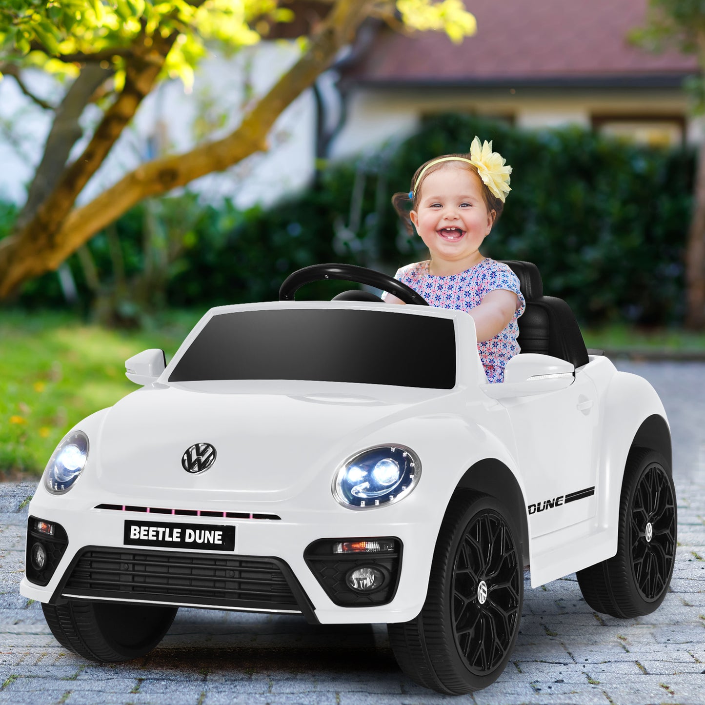 12V Volkswagen Beetle Electric Kids Ride On Car with Remote Control-White