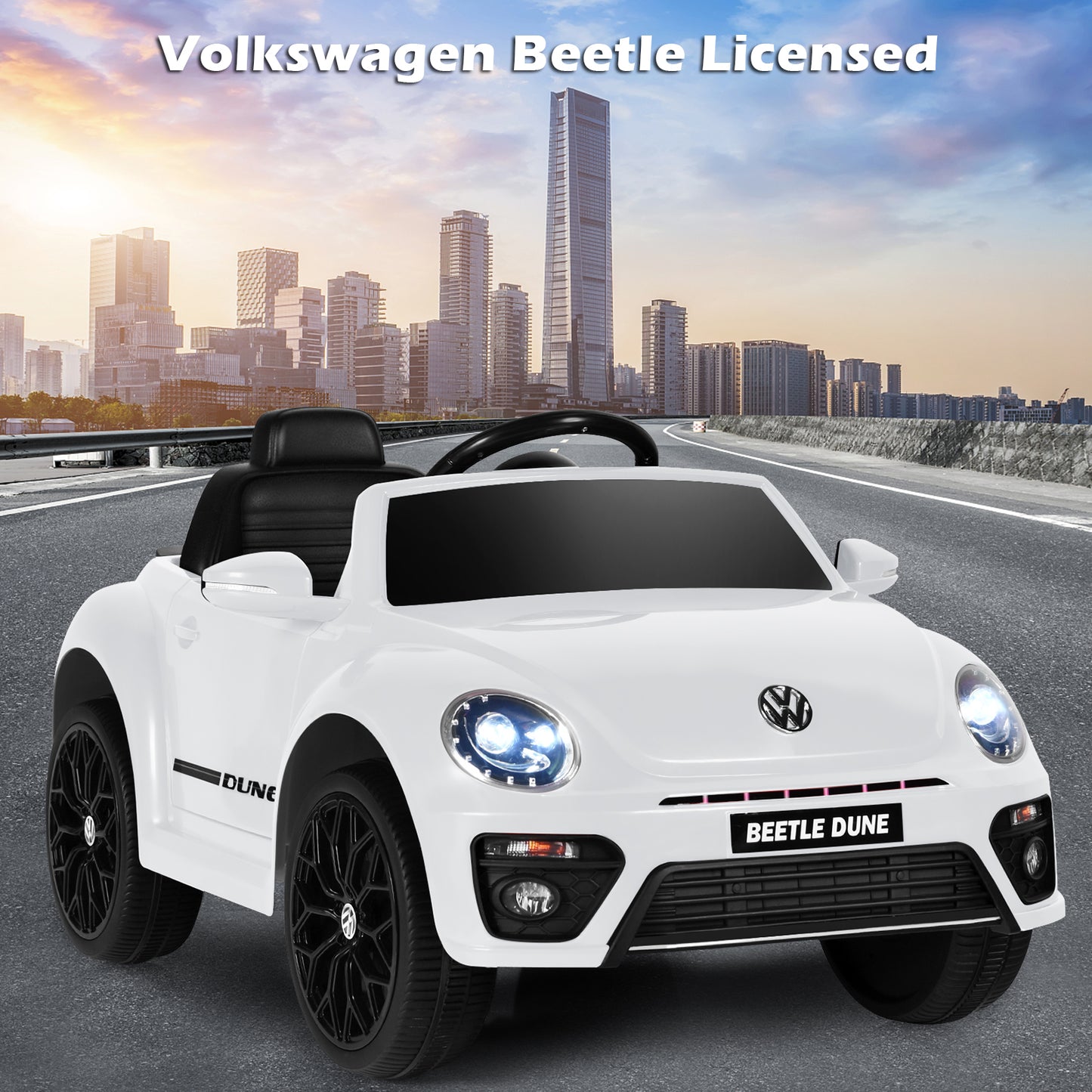 12V Volkswagen Beetle Electric Kids Ride On Car with Remote Control-White