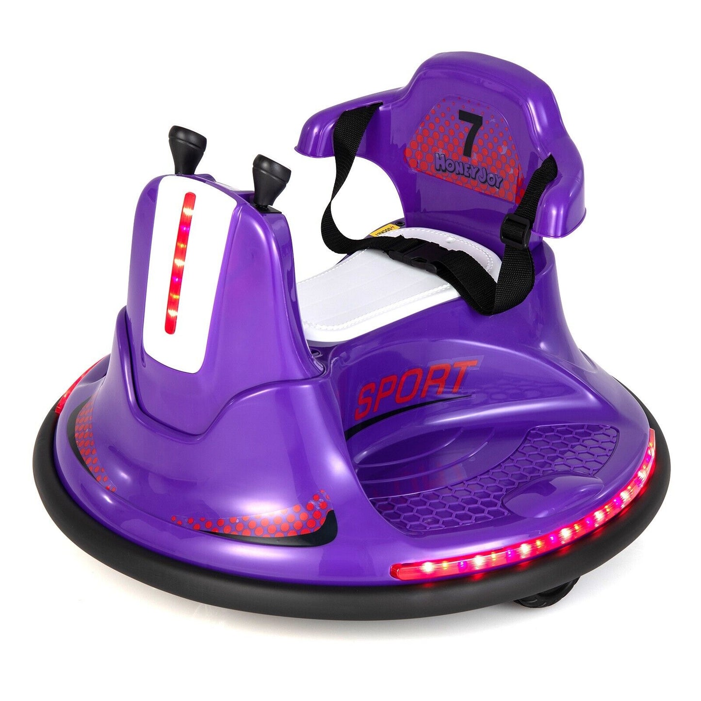 6V Kids Ride On Electric Bumper Car with Dual Joysticks-Purple