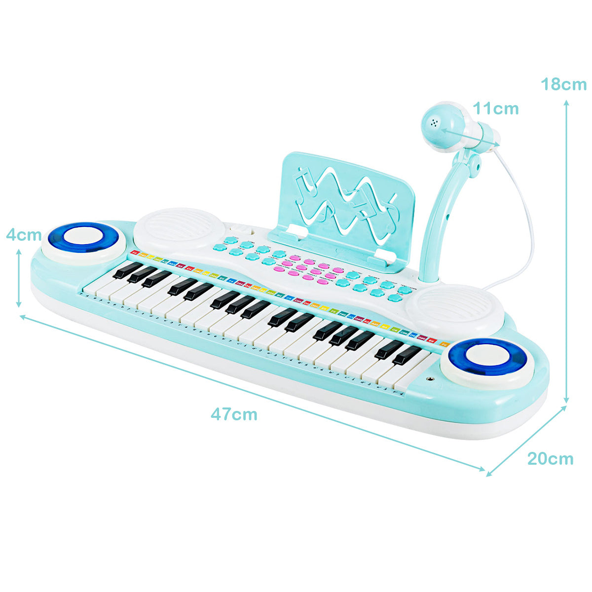 37 Keys Electronic Musical Instrument with Microphone-Blue