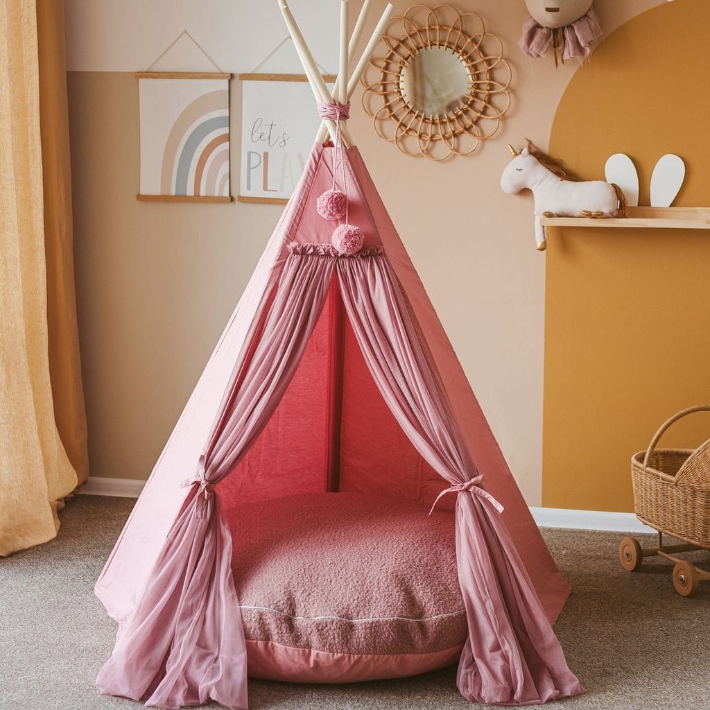 MINICAMP Fairy Kids Play Tent With Tulle in Rose with cushion inside