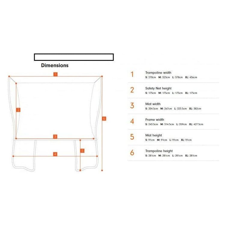 Vuly 10ft Ultra Medium Trampoline dimensions